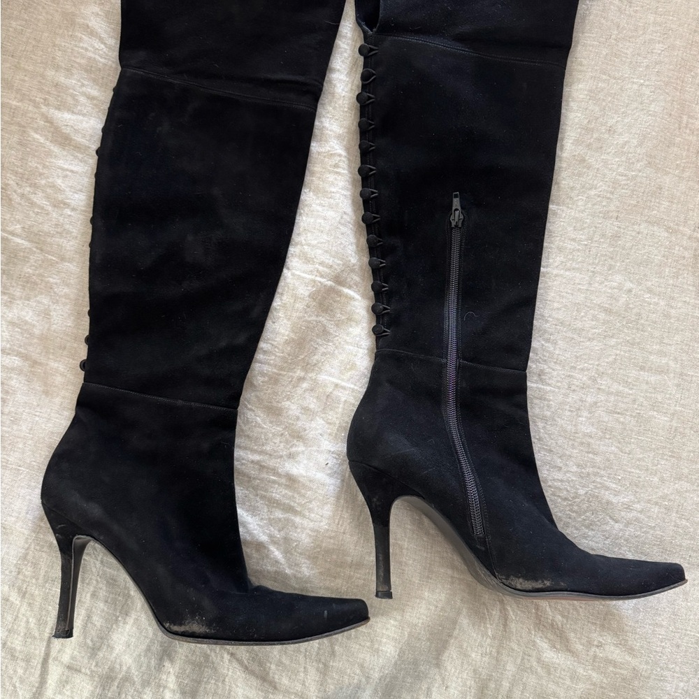 Stuart Weitzman Black Heeled Boots with Stiletto Heel